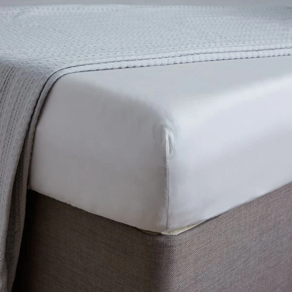 Hotel Plain Silver Cotton TENCEL™ 28cm Fitted Sheet 3 Hotel Plain Silver Cotton TENCEL™ 28cm Fitted Sheet