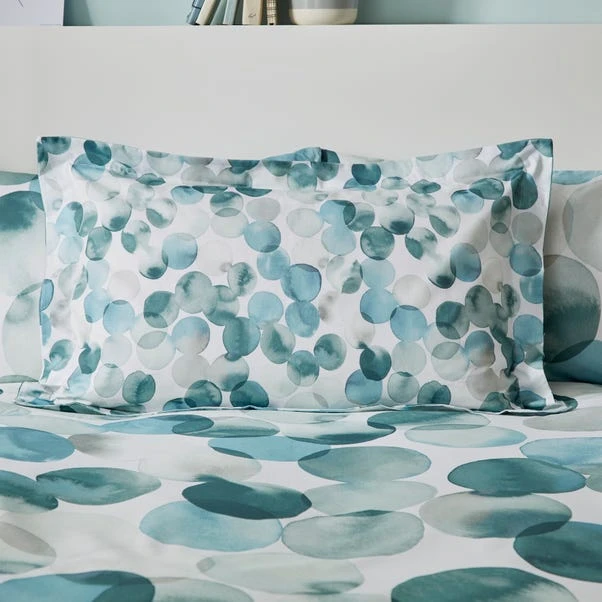 Dunelm Watercolour Circles Teal Oxford Pillowcase 3 Dunelm Watercolour Circles Teal Oxford Pillowcase