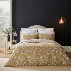 Dorma Evander Ochre Cotton Duvet Cover And Pillowcase Set