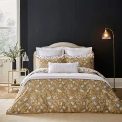Dorma Evander Ochre Cotton Duvet Cover And Pillowcase Set -Bed Linings Store 30798770 alt05