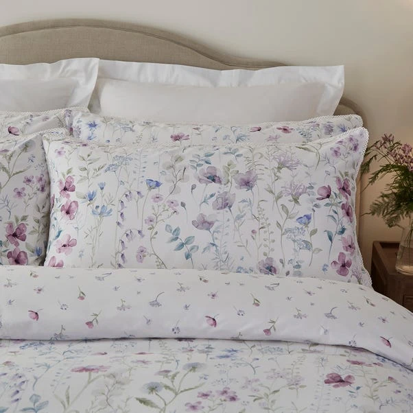 Dorma Wildflower Mauve Cotton Duvet Cover And Pillowcase Set 6 Dorma Wildflower Mauve Cotton Duvet Cover And Pillowcase Set - Image 4