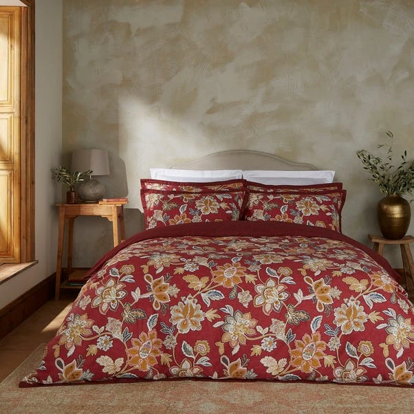 Dorma Samira Saffron Red Cotton Duvet Cover And Pillowcase Set 3 Dorma Samira Saffron Red Cotton Duvet Cover And Pillowcase Set