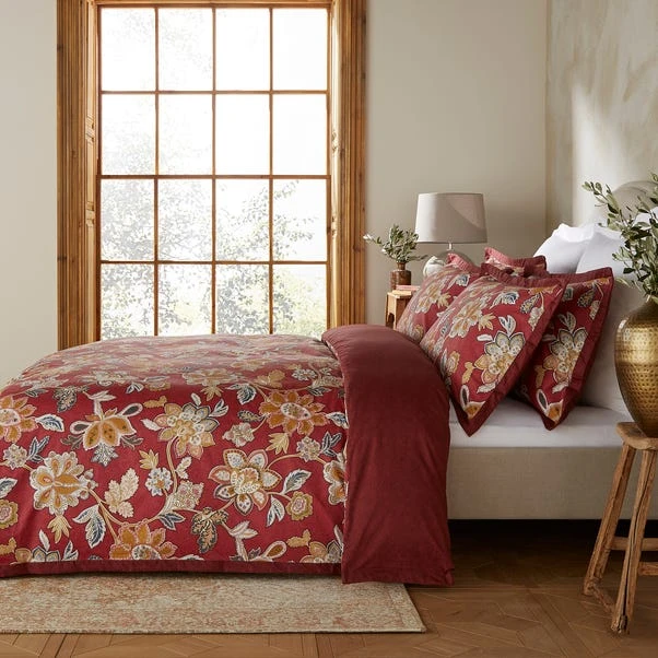 Dorma Samira Saffron Red Cotton Duvet Cover And Pillowcase Set 5 Dorma Samira Saffron Red Cotton Duvet Cover And Pillowcase Set - Image 3