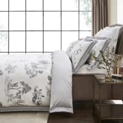 Dorma Pelion Toile Slate Cotton Duvet Cover And Pillowcase Set -Bed Linings Store 30799127 alt02