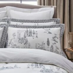 Dorma Pelion Toile Slate Cotton Duvet Cover And Pillowcase Set -Bed Linings Store 30799127 alt03