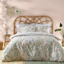 Dunelm Folk Botanical Green Duvet Cover And Pillowcase Set