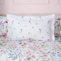 Dunelm Watercoloured Floral Pink Oxford Pillowcase -Bed Linings Store 30801115 alt01