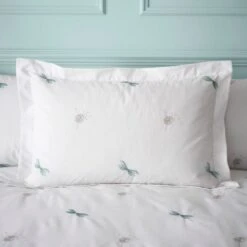 Dunelm Dragonflies Embroidery Seafoam Duvet Cover And Pillowcase Set 7 Dunelm Dragonflies Embroidery Seafoam Duvet Cover And Pillowcase Set -Bed Linings Store 30801142 alt01