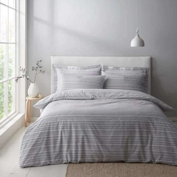 Dunelm Tristan Stripe Grey Duvet Cover And Pillowcase Set 4 Dunelm Tristan Stripe Grey Duvet Cover And Pillowcase Set - Image 2