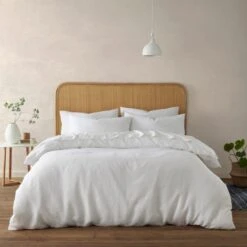 Dunelm Rowan Linen White Duvet Cover And Pillowcase Set