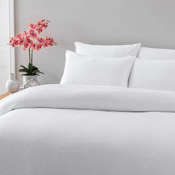Dunelm Alford Textured White Duvet Cover And Pillowcase Set 5 Dunelm Alford Textured White Duvet Cover And Pillowcase Set - Image 3