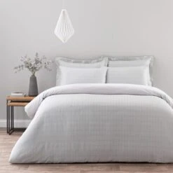 Dunelm Ori Jacquard Silver Duvet Cover And Pillowcase Set