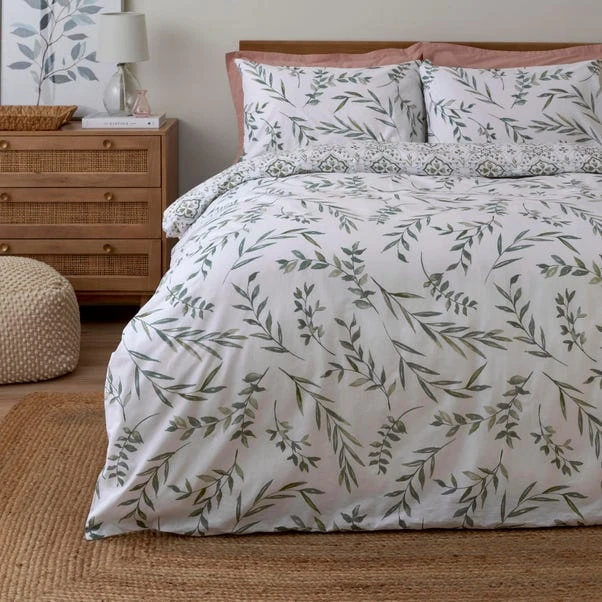 Dunelm Lara Leaf Anti-Allergy 100% Cotton Green Duvet Cover And Pillowcase Set 3 Dunelm Lara Leaf Anti-Allergy 100% Cotton Green Duvet Cover And Pillowcase Set