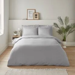 Dunelm Super Soft Microfibre Plain Duvet Cover And Pillowcase Set