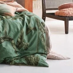 Linen House Livia Leaf Green 100% Cotton Duvet Cover & Pilowcase Set -Bed Linings Store 30824120 alt02