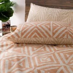 Furn. Tanza Terracotta Duvet Cover & Pillowcase Set